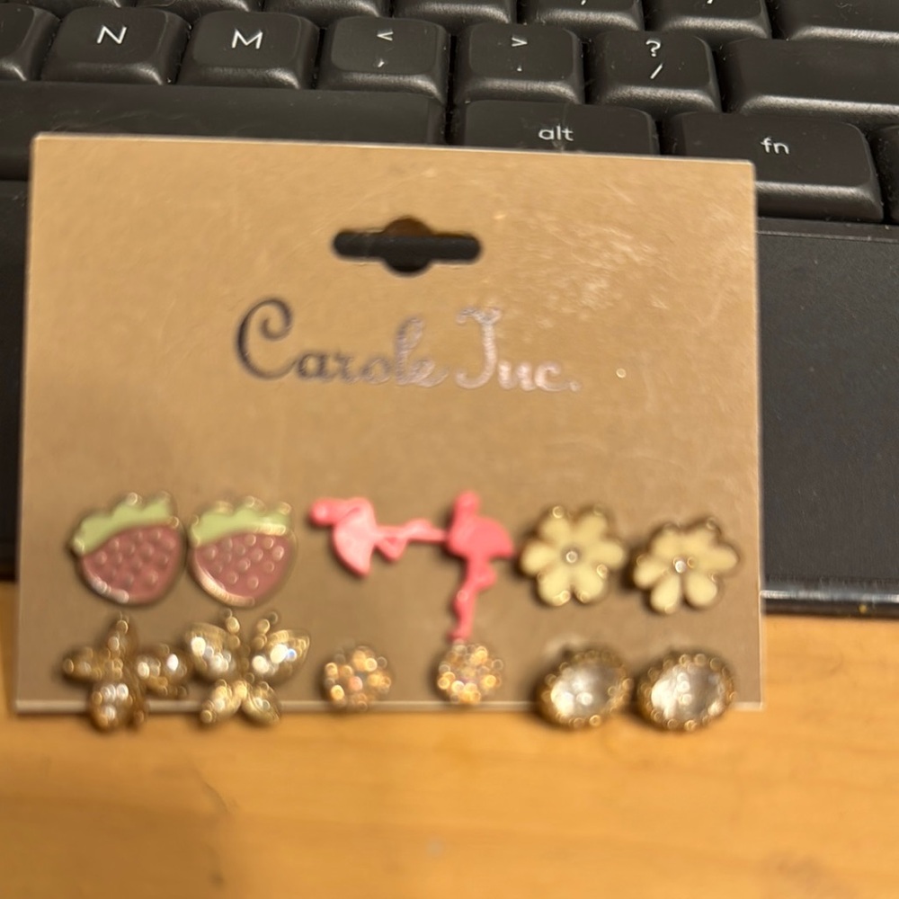 Kids Strawberry and Flower Earring Set
